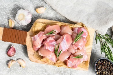 Raw Boneless Skinless Chicken Breast Portions (pieces/trim) blast
